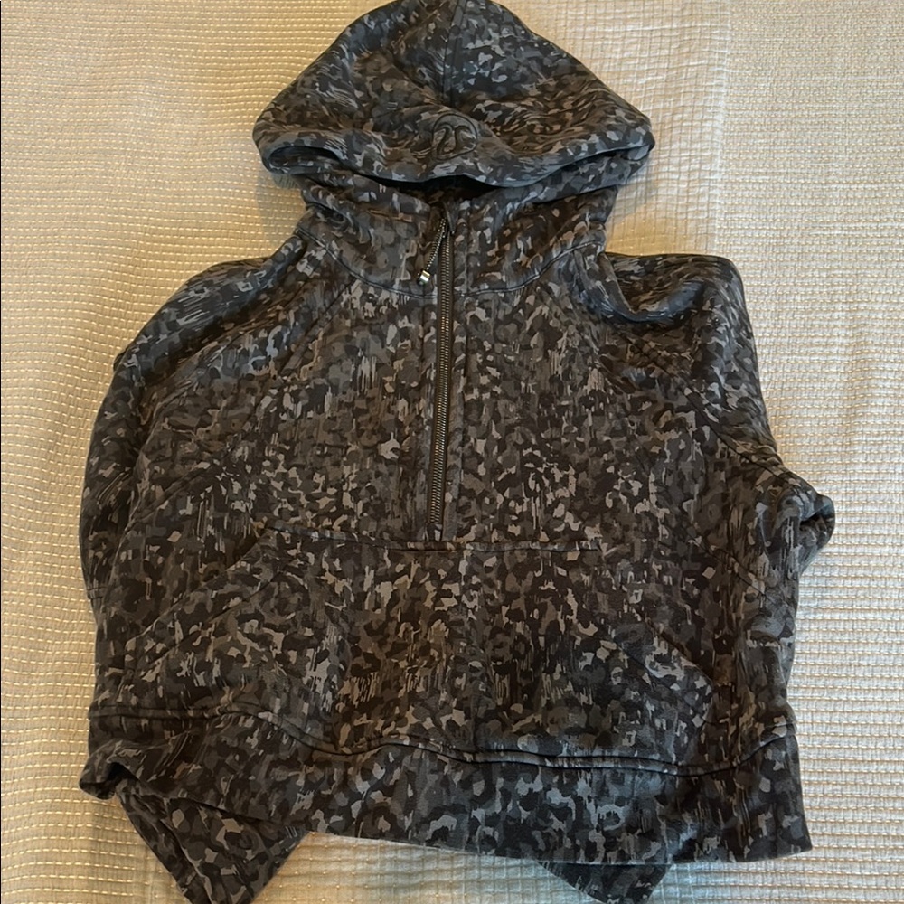 Gray Patterned Hooded Sweatshirt